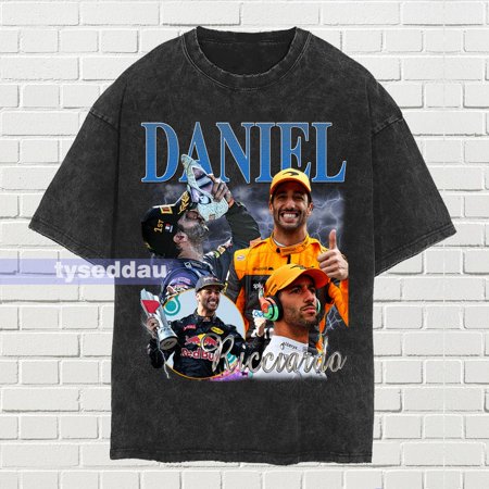 Daniel Ricciardo Vintage Washed T-Shirt, Formula Racing F1 Homage Graphic Unisex Long Sleeve, Retro 90's Fans Hoodie Gift