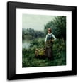 thumbnail image 1 of Daniel Ridgway Knight 12x14 Black Modern Framed Museum Art Print Titled - Girl by a Stream, Flanders (C. 1890), 1 of 5