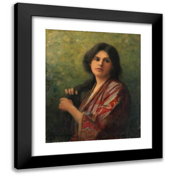 Daniel Ridgway Knight 15x18 Black Modern Framed Museum Art Print Titled - Lost in Thought (1918)