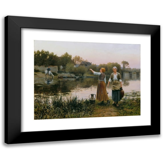 Daniel Ridgway Knight 18x14 Black Modern Framed Museum Art Print Titled - The Water Carriers (1892)