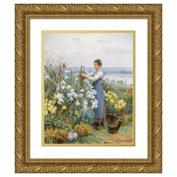Daniel Ridgway Knight 20x24 Gold Ornate Framed and Double Matted Museum Art Print Titled - Chrysanthemums