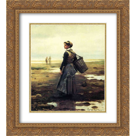 Daniel Ridgway Knight 2x Matted 20x24 Gold Ornate Framed Art Print 'Clamming'
