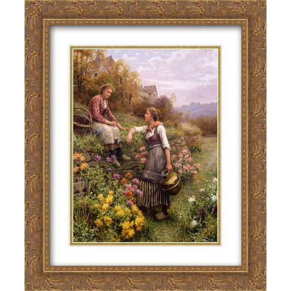 Daniel Ridgway Knight 2x Matted 20x24 Gold Ornate Framed Art Print 'Gossips'