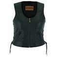 thumbnail image 1 of Daniel Smart Biker Vest for Women Soft Lambskin Leather Vest with Front Zipper Stylish Side Laces & Zipper Pockets, 1 of 7
