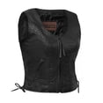 thumbnail image 1 of Daniel Smart Biker Vest for Women Soft Lambskin Leather Vest with Front Zipper Stylish Side Laces and Zipper Pockets, 1 of 11