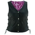 thumbnail image 1 of Daniel Smart Black Women Leather Vest Goat Skin Leather Vest with Unique Purple Paisley Lining, 1 of 8