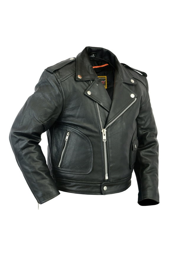 Daniel Smart Boys Leather Jacket Kids Motorcycle Jacket with Unique Plain Sides Design and Multiple Pockets
