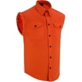thumbnail image 1 of Daniel Smart Cotton Denim Sleeveless Frayed Button Down Shirts for Men with Front Chest Pockets., 1 of 7