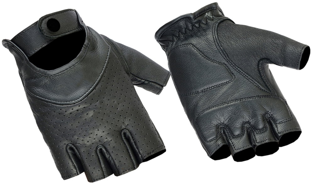 Daniel Smart Genuine Women’s Motorcycle Leather Gloves – Aniline Goat Leather - Fingerless Motorcycle Gloves with Perforated action and Gel Palm