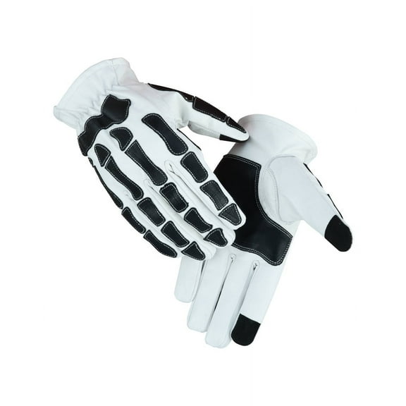 Daniel Smart Glow Bone Leather Riding Gloves for Men & Women Breathable Soft Skeleton Glove for Biking Sports & Halloween Fun
