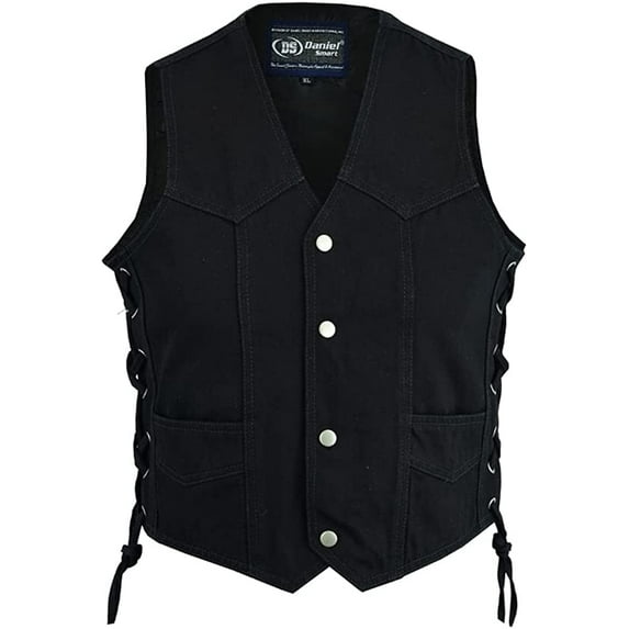 Daniel Smart Kid’s Denim Vest - Premium Denim Material Kid’s Vest with Unique Laced up Sides Design and Multiple Pockets