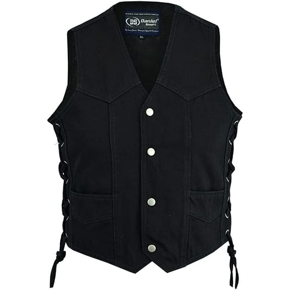Daniel Smart Kid’s Denim Vest - Premium Denim Material Kid’s Vest with Unique Laced up Sides Design and Multiple Pockets