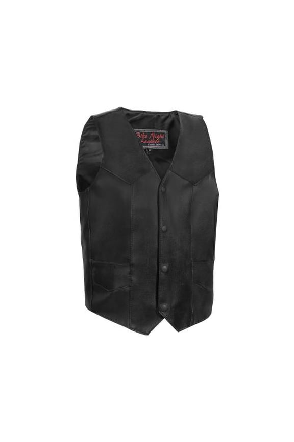 Daniel Smart Kid’s leather Vest - Premium Cowhide Leather Kid’s Vest with Unique Plain Sides Design and Multiple Pockets