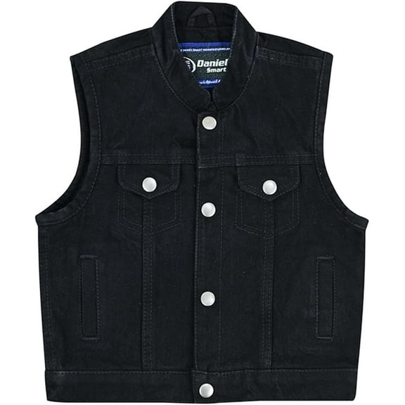 Daniel Smart Kids Jean Vest Denim Vestd Kids with Unique Design and Multiple Pockets