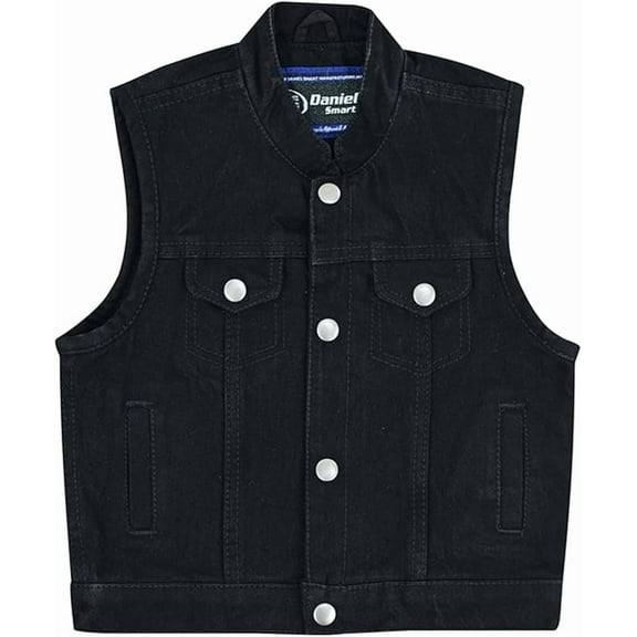 Daniel Smart Kids Jean Vest Denim Vestd Kids with Unique Design and Multiple Pockets