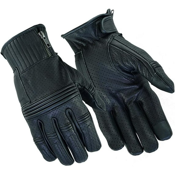 Daniel Smart Leather Gloves–Goatskin leather–Stretch Knuckle Motorcycle Gloves with Touch Screen Fingertips and Elastic Wrist