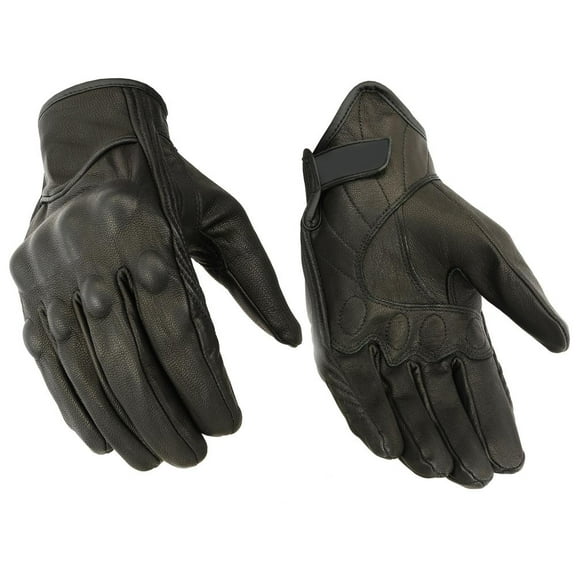 Daniel Smart Leather Gloves - Motorcycle Gloves with rubberized knuckle protection light lining and Adjustable Wrist Strap