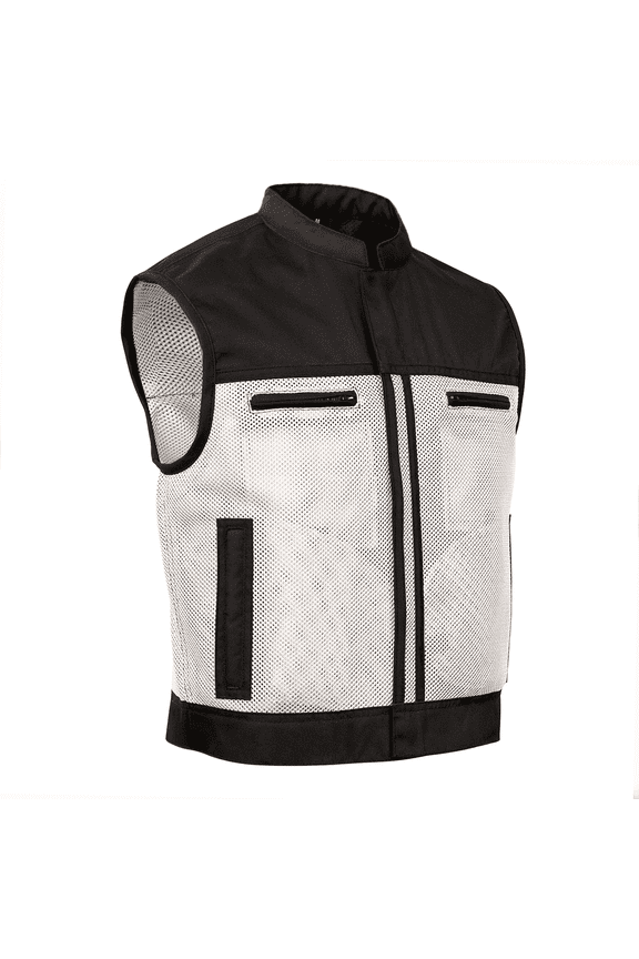 Daniel Smart Men’s Motorcycle Mesh Vest Low side Biker & Breathable Riding Gear Summer Vest with Zipper Closure