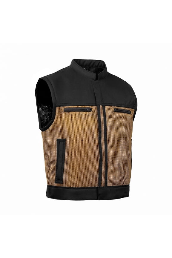 Daniel Smart Men’s Motorcycle Mesh Vest Low side Biker & Breathable Riding Gear Summer Vest with Zipper Closure