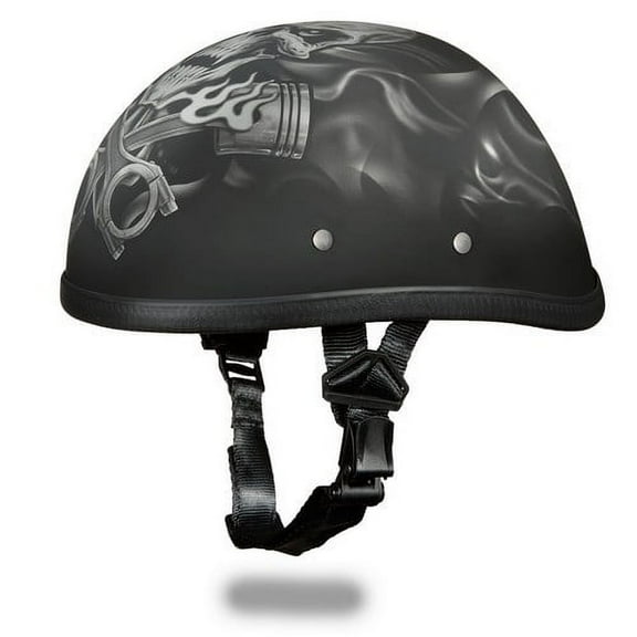 Daniel Smart Manufacturing 6002PS-S Eagle Cap with Pistons Skull - Non Dot, Black - Small