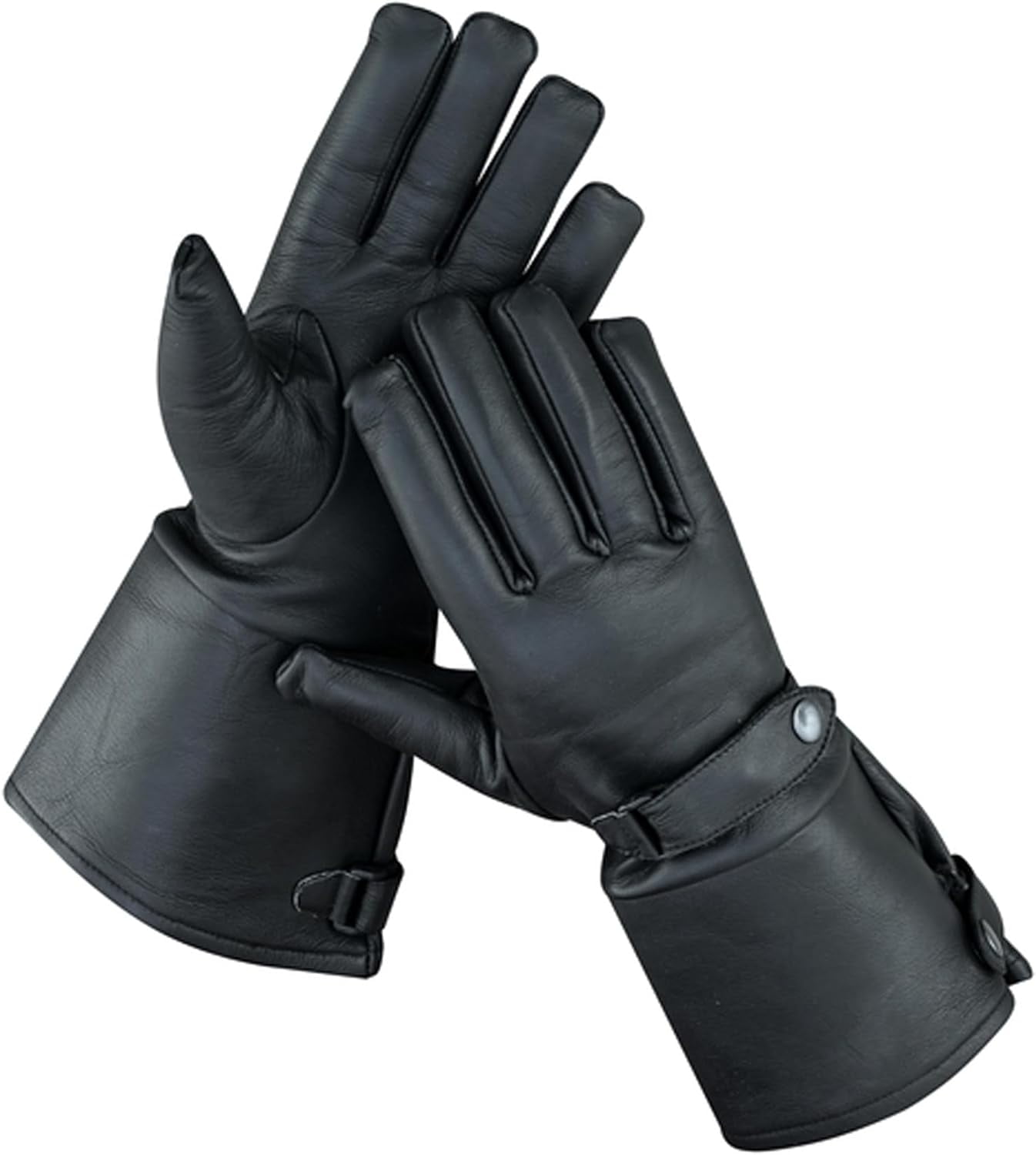 Daniel Smart Men Gauntlet Leather Gloves - Protective Motorcycle Gloves with Soft Fleece Lining and Adjustable Wrist Strap.