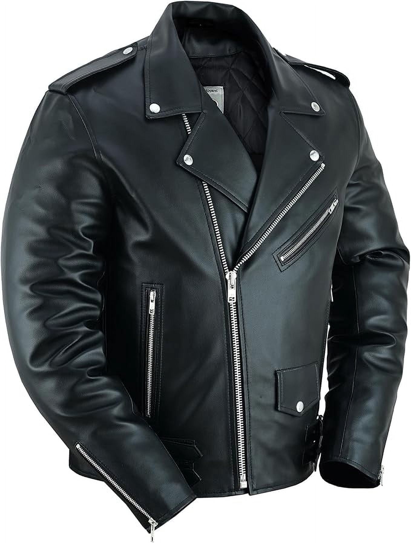 Daniel Smart Men Motorcycle Faux Leather Jacket Black Economy Biker Leather Jacket with Adjustable Belt and Multiple Pockets