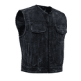 thumbnail image 1 of Daniel Smart Men’s Canvas Motorcycle Vest – Club Style Sleeveless Riding Vest with Multiple Utility Pockets, 1 of 4