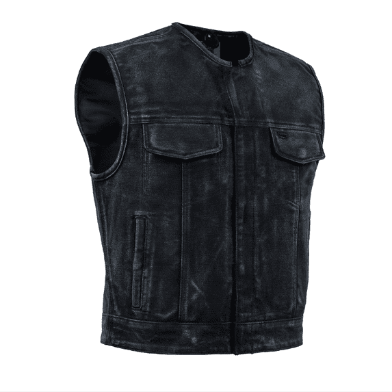 Daniel Smart Men’s Canvas Motorcycle Vest – Club Style Sleeveless Riding Vest with Multiple Utility Pockets