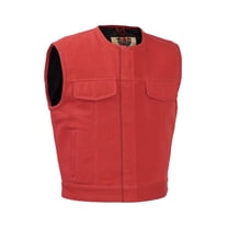 Daniel Smart Men’s Canvas Motorcycle Vest – Short-Cut Riding Vest with Hidden Zipper, Reinforced Stitching & Customizable Back Panel