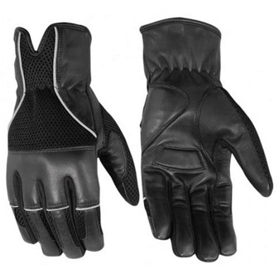 Daniel Smart Men’s Leather Gloves – Breathable Liner Motorcycle Gloves with Reflective Piping, Reinforced Padding and Gel Palm