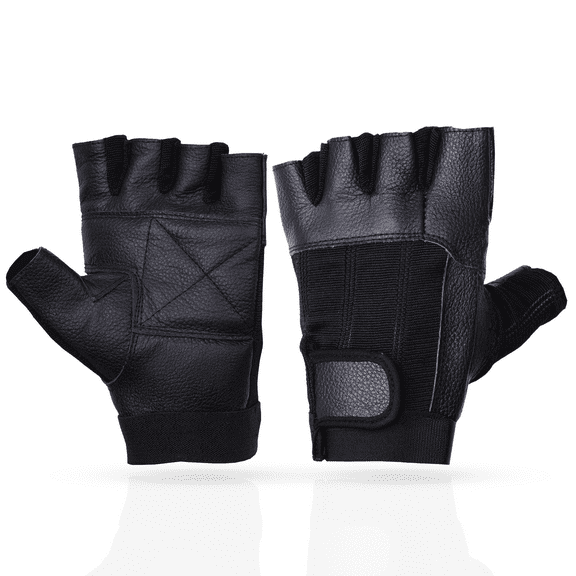 Daniel Smart Men’s Leather Gloves – Fingerless Motorcycle Gloves with Padded Palm, Mesh & Leather for Maximum Airflow