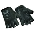 thumbnail image 1 of Daniel Smart Men’s Leather Gloves- Goatskin Leather- Fingerless Motorcycle Gloves with Reflective Skull Design and Gel Palm, 1 of 6