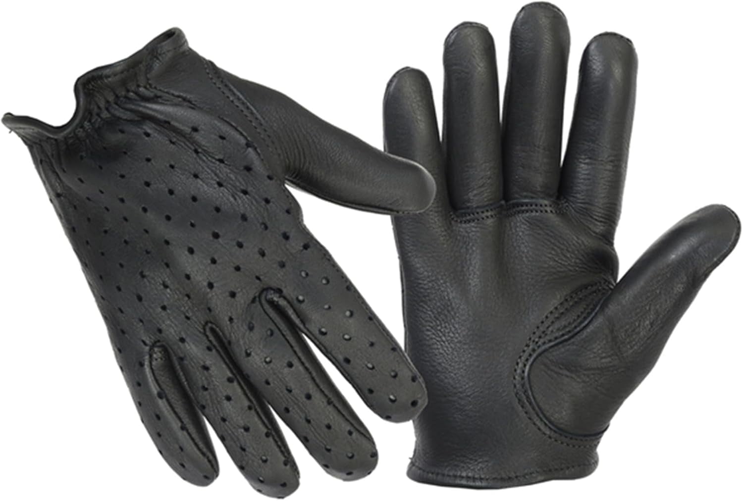 Daniel Smart Men’s Leather Gloves– Naked Goat Perforated Action Motorcycle Leather Gloves with Extra Air Flow and Short Wrist