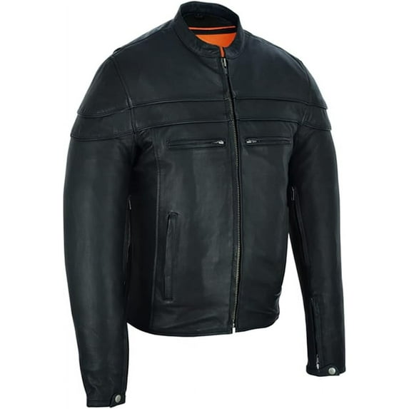 Daniel Smart Men’s Motorcycle Leather Jacket – Sporty Leather Jacket with Stripe detailing
