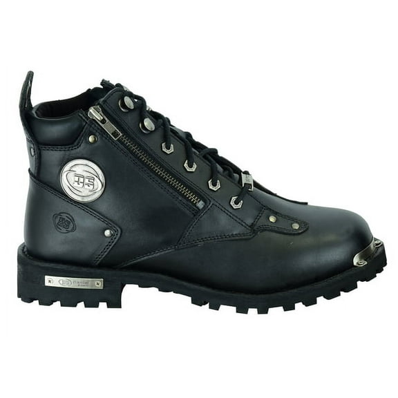Daniel Smart Men’s Motorcycle Leather Shoes – Full Grain Waterproof Boots with Side Zippers, Lace up Closure & Non Skid Outsole