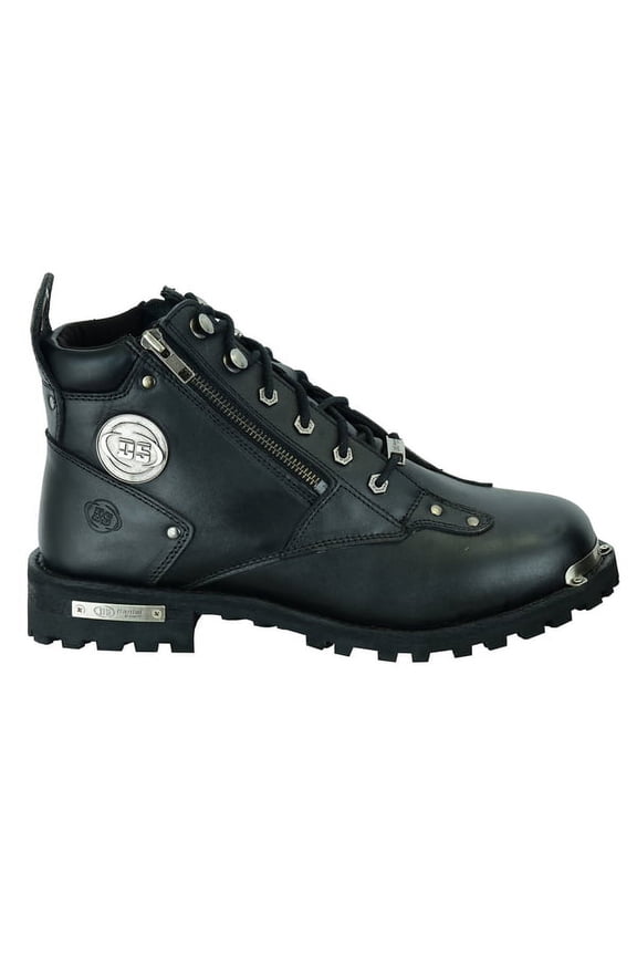 Daniel Smart Men’s Motorcycle Leather Shoes – Full Grain Waterproof Boots with Side Zippers, Lace up Closure & Non Skid Outsole