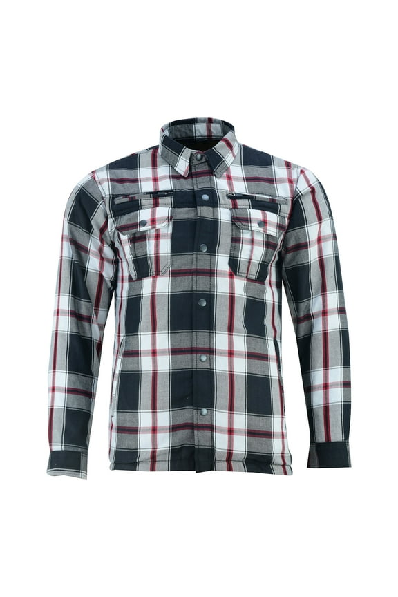 Daniel Smart Men’s Motorcycle Shirt - All Season Sporty Armored Flannel Shirt – Water Resistant and Durable