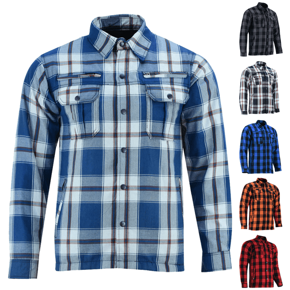 Daniel Smart Men’s Motorcycle Shirt - All Season Sporty Armored Flannel Shirt – Water Resistant and Durable