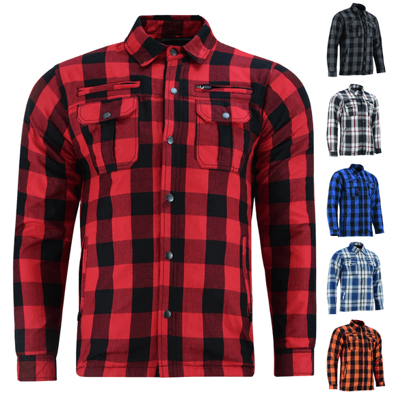 Daniel Smart Men’s Motorcycle Shirt - All Season Sporty Armored Flannel Shirt – Water Resistant and Durable