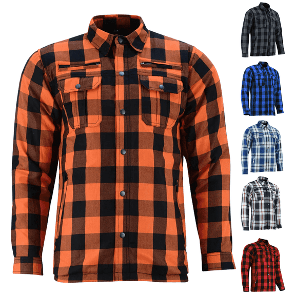 Daniel Smart Men’s Motorcycle Shirt - All Season Sporty Armored Flannel Shirt – Water Resistant and Durable