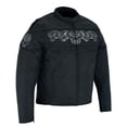 thumbnail image 1 of Daniel Smart Men’s Textile Jacket – Premium Material Motorcycle Jacket with Unique Reflective Skull Design, 1 of 4