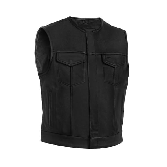 Daniel Smart Men’s leather Vest - Unique All Black Design Leather Vest