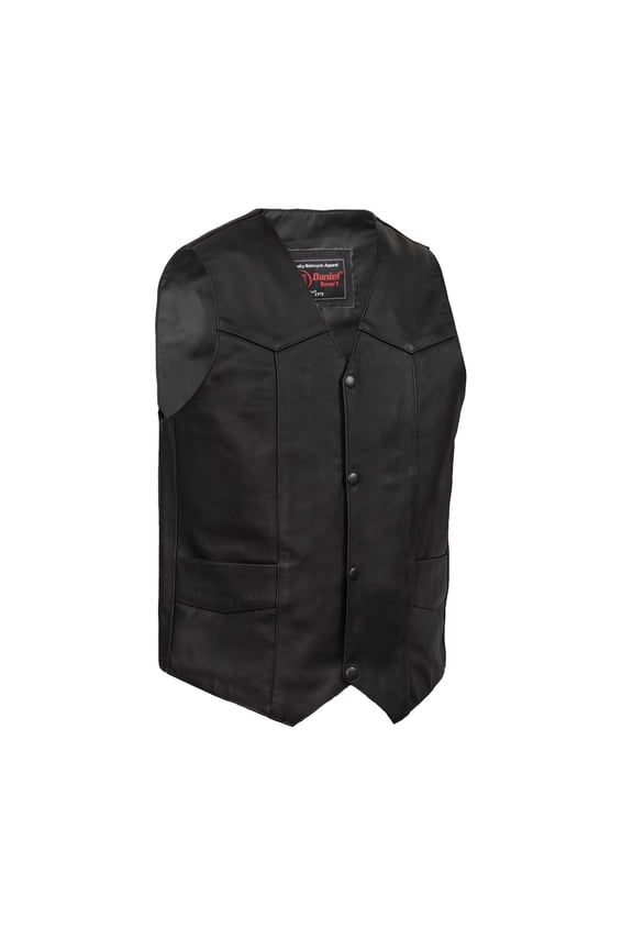 Daniel Smart Men's leather vest Cowhide Motorcycle Leather Vest with Plain sides Design