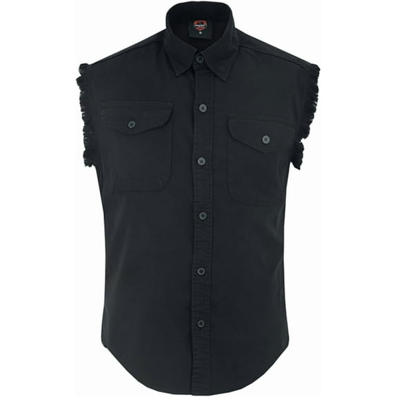 Daniel Smart Mens Cotton Denim Shirts Sleeveless Shirt for Men with Casual Button Down & Front Chest Pockets
