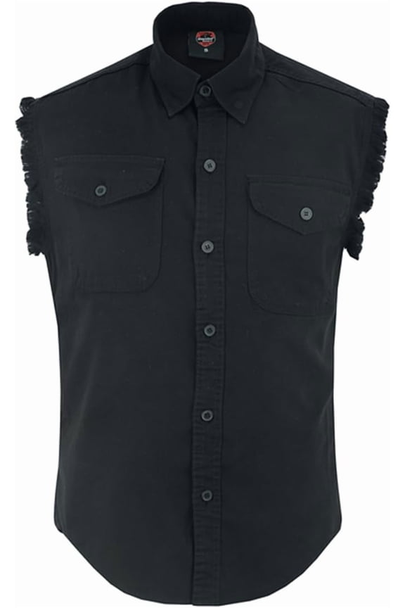 Daniel Smart Mens Cotton Denim Shirts Sleeveless Shirt for Men with Casual Button Down & Front Chest Pockets