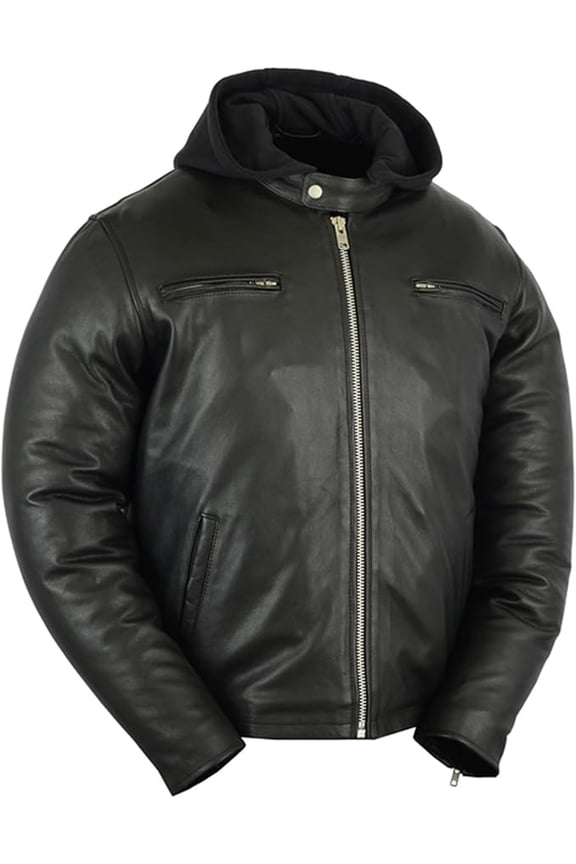 Daniel Smart Mens Leather Motorcycle Jacket Sporty Cruiser Leather Mens Jacket