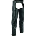 thumbnail image 1 of Daniel Smart Motorcycle Leather Chaps All Season Unisex Biker Assless Chaps with Customizable Fit & Jean Style Pockets, 1 of 6