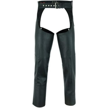 Daniel Smart Motorcycle Leather Chaps All Season Unisex Biker Assless Chaps with Customizable fit