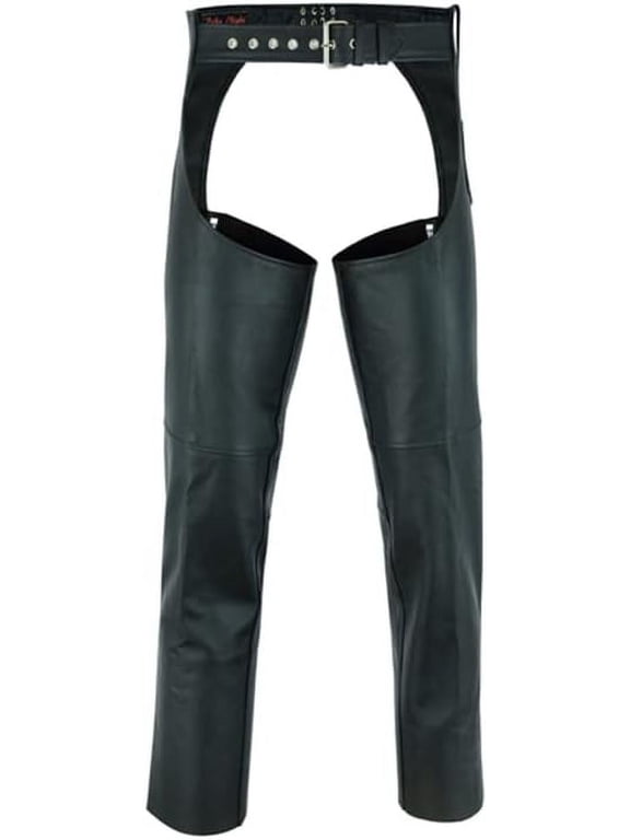 Daniel Smart Motorcycle Leather Chaps All Season Unisex Biker Assless Chaps with Customizable fit