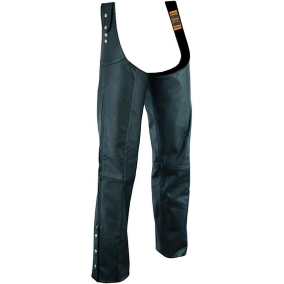 Daniel Smart Motorcycle Leather Chaps – All Season Unisex Biker Pant with Customizable fit and Carry Pockets
